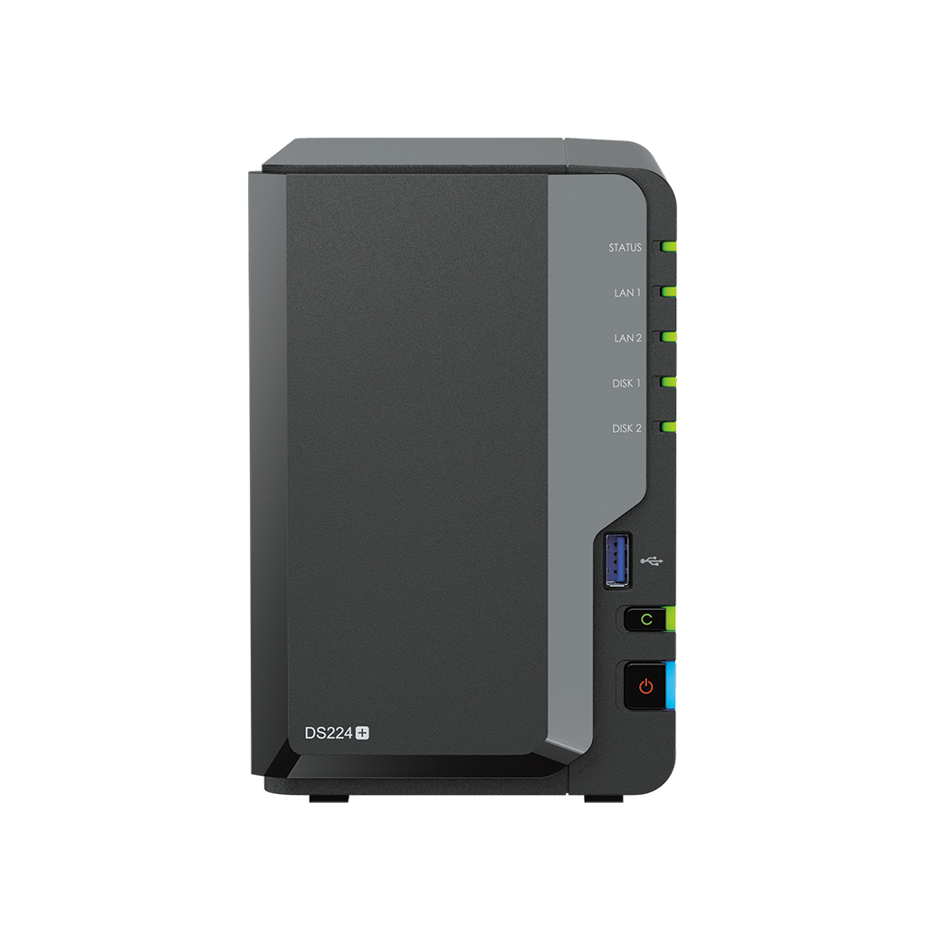 Synology DiskStation DS224+ servidor NAS o de almacenamiento Escritorio Intel® Celeron® J4125 2 GB DDR4 0 TB Negro