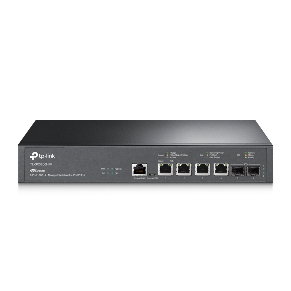 TP-Link JetStream TL-SX3206HPP dispositivo de redes Gestionado L2+ 10G Ethernet (100/1000/10000) Energía sobre Ethernet (PoE) Negro
