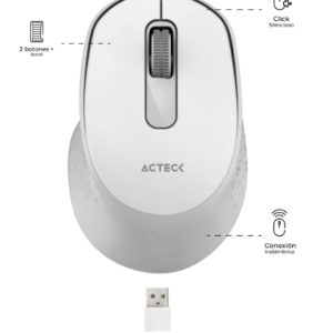 Acteck OPTIMIZE ERGO MI 470 ratón Oficina Diestro RF inalámbrico Óptico 1600 DPI