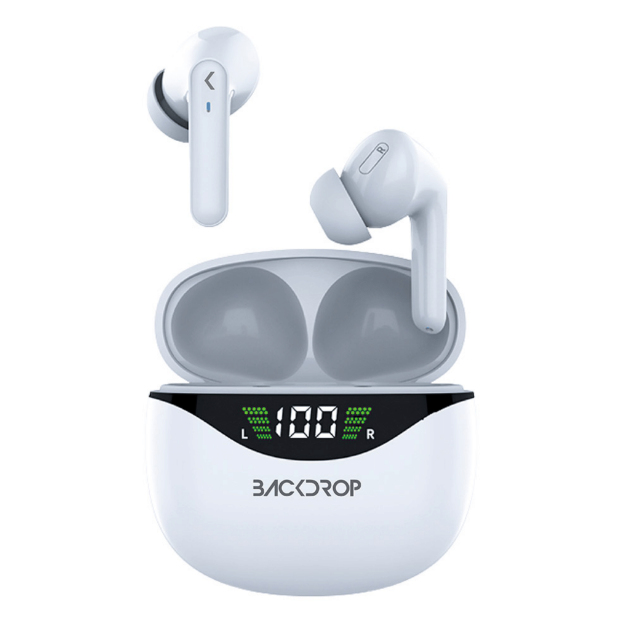 BACKDROP TWS-3B audífono y auriculare Auriculares True Wireless Stereo (TWS) Intra auditivo Llamadas/Música Bluetooth Blanco