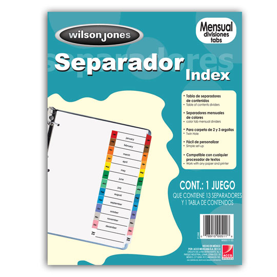 Acco P1368 divisor Papel, Plástico Multicolor 12 pieza(s)
