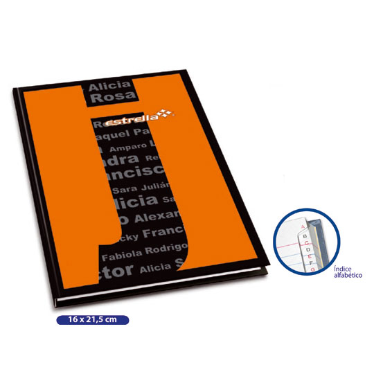 Estrella 213 libreta 240 hojas Negro, Naranja
