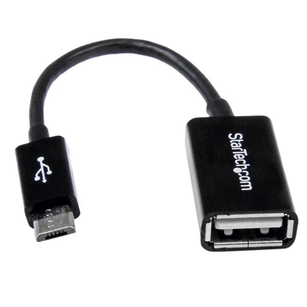 StarTech.com Cable Adaptador de 12cm Micro USB Macho a USB A Hembra OTG para Tablets o Teléfonos Celulares - Negro