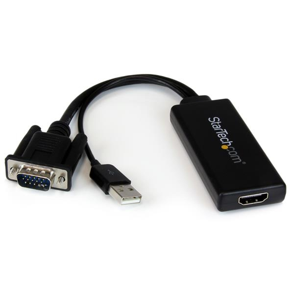 StarTech.com Adaptador VGA a HDMI con audio y alimentación USB – Convertidor VGA a HDMI portátil – 1080 p