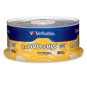 Verbatim DVD+RW 4.7GB 4X Branded 30pk Spindle 30 pieza(s)