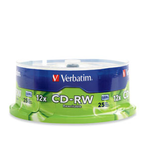 Verbatim CD-RW 80MIN 700MB 4X-12X High Speed Branded 25pk Spindle 25 pieza(s)