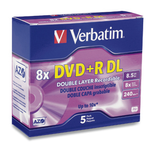 Verbatim DVD+R DL 8.5GB 8X Branded 5pk Jewel Case 5 pieza(s)