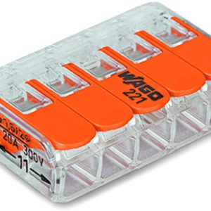 Wago 221-415 bloque de terminales 1P Naranja, Transparente