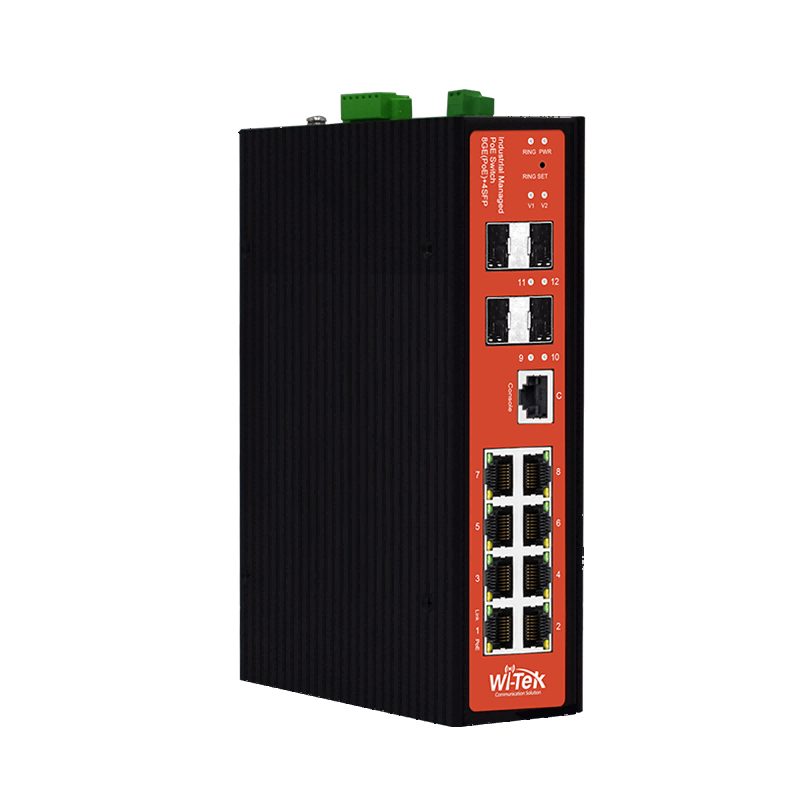Wi-Tek WI-PMS312GF-I dispositivo de redes Gestionado L2 Gigabit Ethernet (10/100/1000) Energía sobre Ethernet (PoE) Negro, Naranja