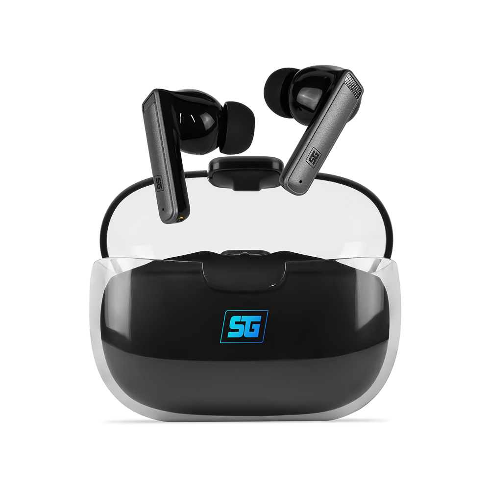 Vorago ESB-301-PRO auricular y casco Auriculares True Wireless Stereo (TWS) Dentro de oído Llamadas/Música/Deporte/Uso diario Bluetooth Base de carga Negro, Transparente