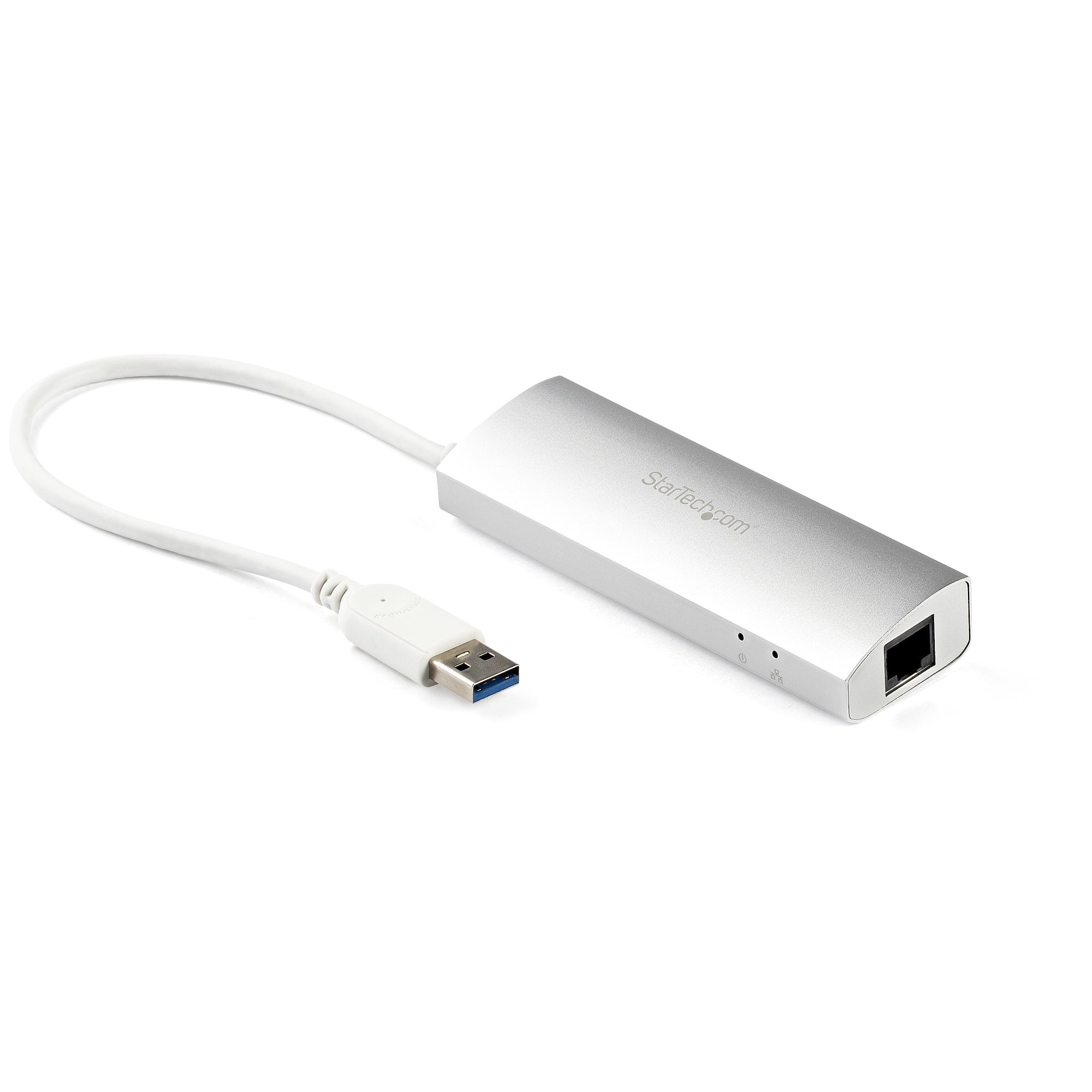 StarTech.com Hub USB 3.0 de 3 Puertos con Adaptador de Red Ethernet Gigabit - Hub Concentrador USB-A - Alimentado por el Bus - 5Gbps - Hub USB Portátil - Carcasa Resistente