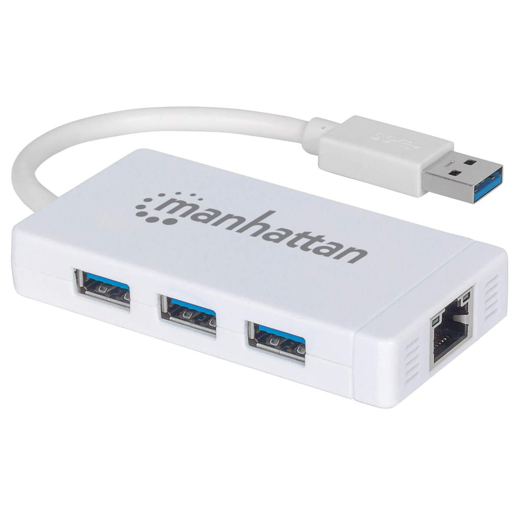 Manhattan Hub de 3 puertos USB 3.0 con Adaptador Gigabit Ethernet