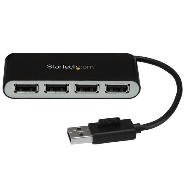 StarTech.com Concentrador USB 2.0 de 4 Puertos con Cable Integrado - Hub Portátil USB 2.0