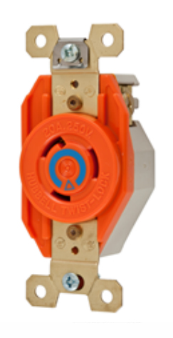 Hubbell HUB-IG23-20 tomacorriente NEMA L6-20R Latón, Gris, Naranja