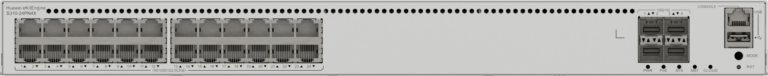 HUAWEI eKit S310 Series S310-24PN4X Gestionado L2+ 2.5G Ethernet (100/1000/2500) Energía sobre Ethernet (PoE) 1U Gris