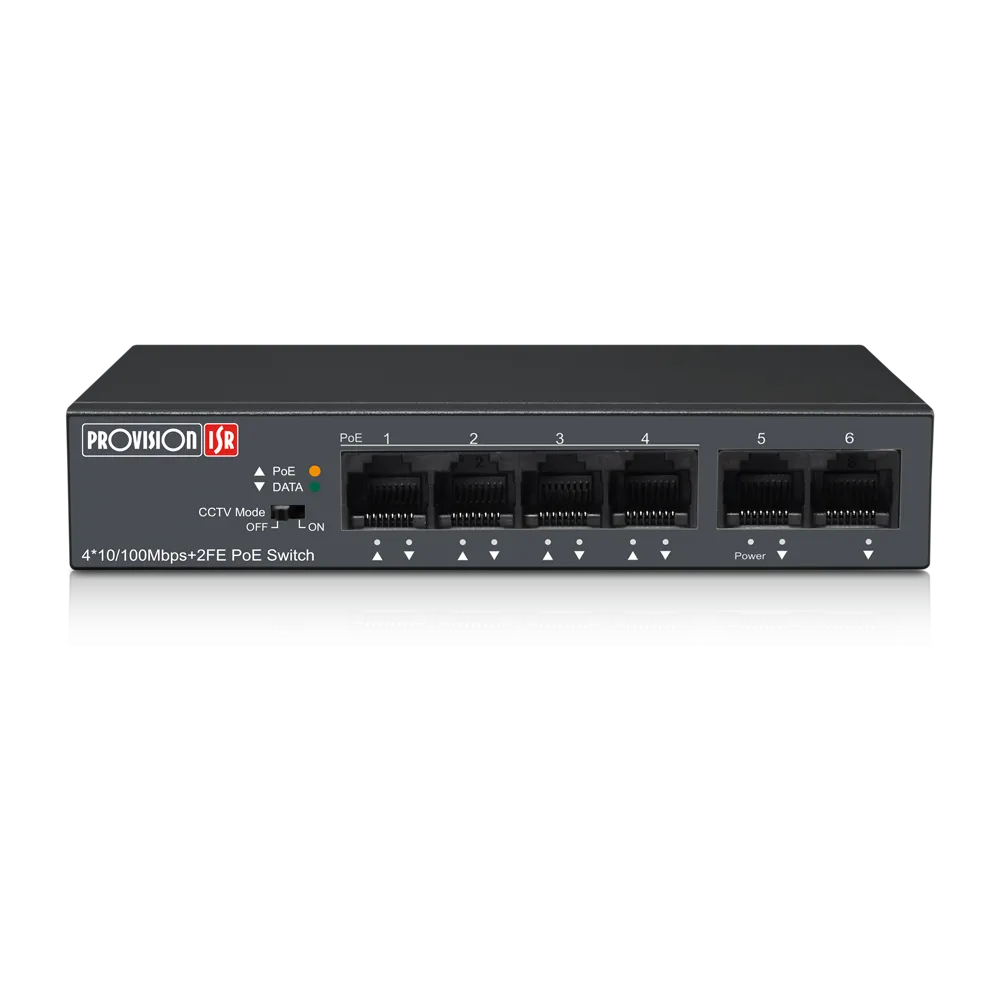 Provision-ISR PoES-0460C+2I-V2 No administrado Fast Ethernet (10/100) Energía sobre Ethernet (PoE) Negro