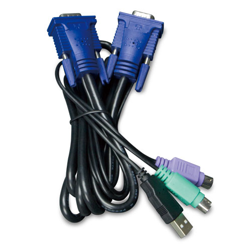 PLANET KVM-KC1-3 cable para video, teclado o ratón (KVM) Negro, Azul 3 m