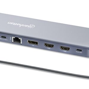 Manhattan 190305 base para portátil y replicador de puertos Alámbrico USB 3.2 Gen 1 (3.1 Gen 1) Type-C Plata