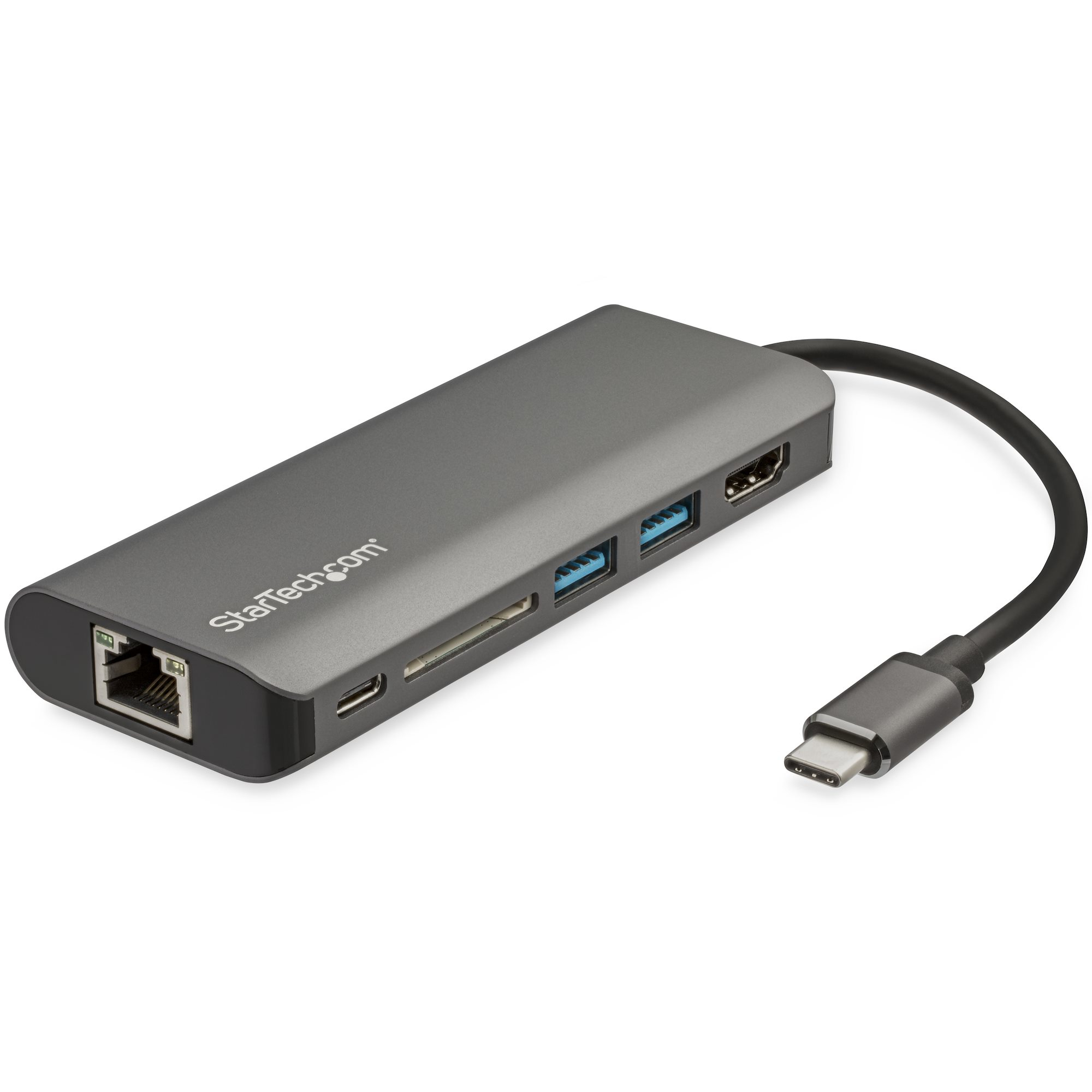 StarTech.com Adaptador Multipuertos USB C - Dock USB Tipo C a HDMI 4K de Viajes - Hub USB 3.0 de 3 Puertos - SD/SDHC - GbE - PD 3.0 Pass Through 60W - USB Tipo C/Thunderbolt 3