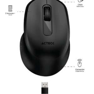 Acteck OPTIMIZE ERGO MI 470 ratón Oficina Diestro RF inalámbrico Óptico 1600 DPI