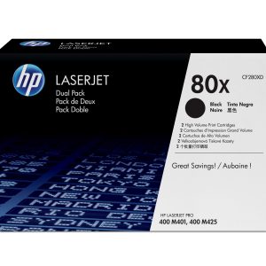 HP Paquete de 2 cartuchos originales de tóner negro de alto rendimiento 80X LaserJet