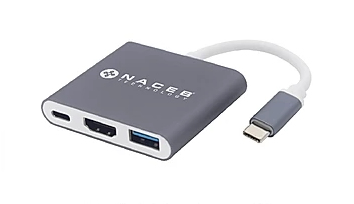 Naceb Technology NA-0111 base para laptop o replicador de puertos Alámbrico USB 3.2 Gen 1 (3.1 Gen 1) Type-C Gris, Blanco