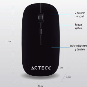 Acteck NTRY 200 ratón Oficina Ambidiestro RF inalámbrico Óptico 1200 DPI