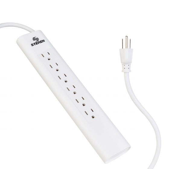 Steren 905-215 extensión de corriente 2.5 m 6 salidas AC Interior Blanco