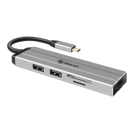 Steren USB-4740 base para laptop o replicador de puertos USB 2.0 Type-C Plata