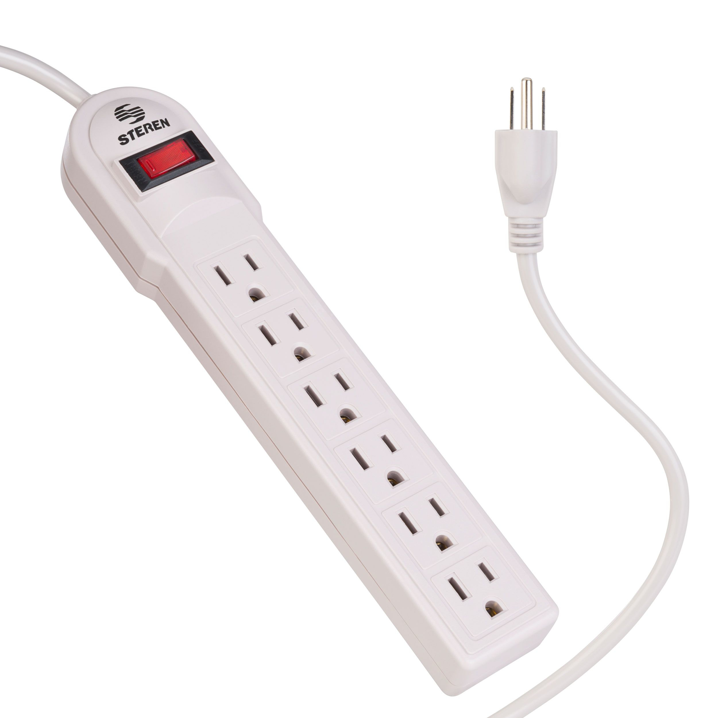 Steren 905-108 extensión de corriente 0.7 m 6 salidas AC Interior Blanco