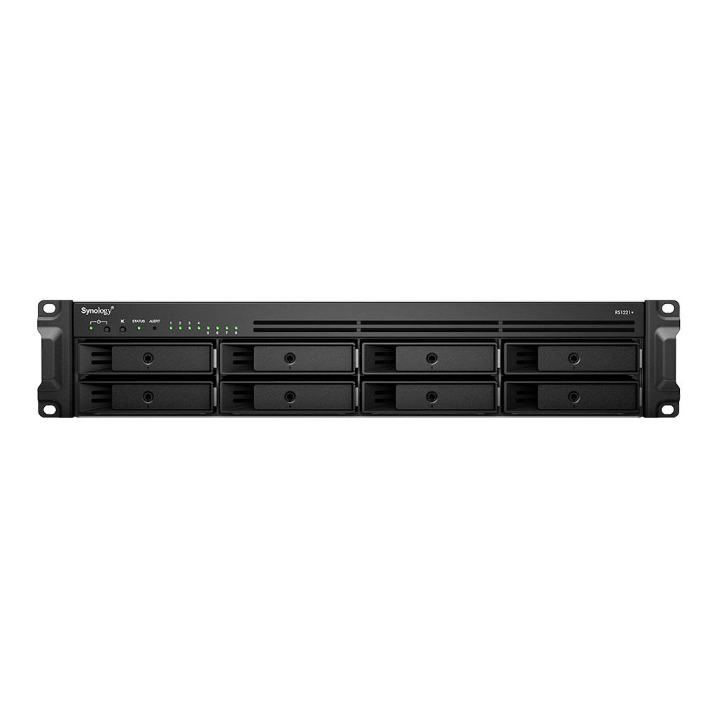 Synology RackStation RS1221+ servidor de almacenamiento NAS Bastidor (2U) Ryzen Embedded V1500B 4 GB DDR4 0 TB DiskStation Manager Negro
