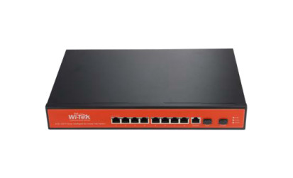 Wi-Tek WI-PMS310GF-UPS-PLUS dispositivo de redes Gestionado L2 Gigabit Ethernet (10/100/1000) Energía sobre Ethernet (PoE) Negro, Naranja