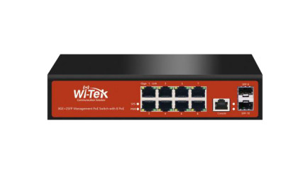 Wi-Tek WI-PMS310GF-ALIEN dispositivo de redes Gestionado L2 Gigabit Ethernet (10/100/1000) Energía sobre Ethernet (PoE) Negro, Naranja