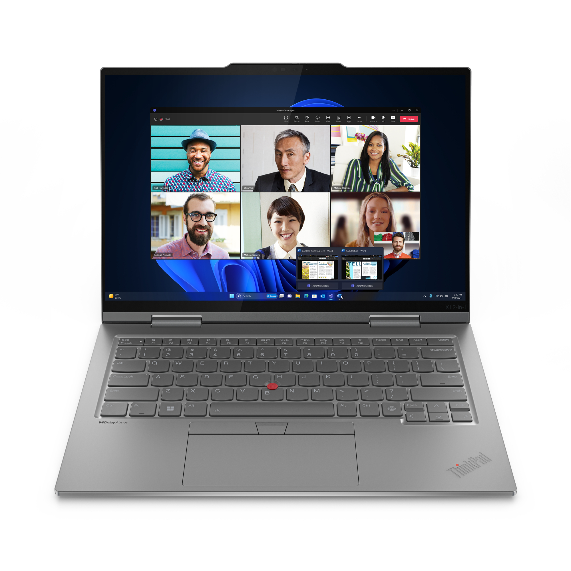 Lenovo ThinkPad X1 2-in-1 Gen 9 Intel Core Ultra 7 155U Híbrido (2-en-1) 35,6 cm (14") Pantalla táctil WUXGA 16 GB LPDDR5x-SDRAM 512 GB SSD Wi-Fi 6E (802.11ax) Windows 11 Pro Español Gris
