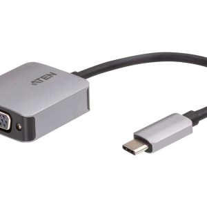ATEN UC3002A adaptador de cable de vídeo USB Tipo C VGA (D-Sub) Negro, Plata