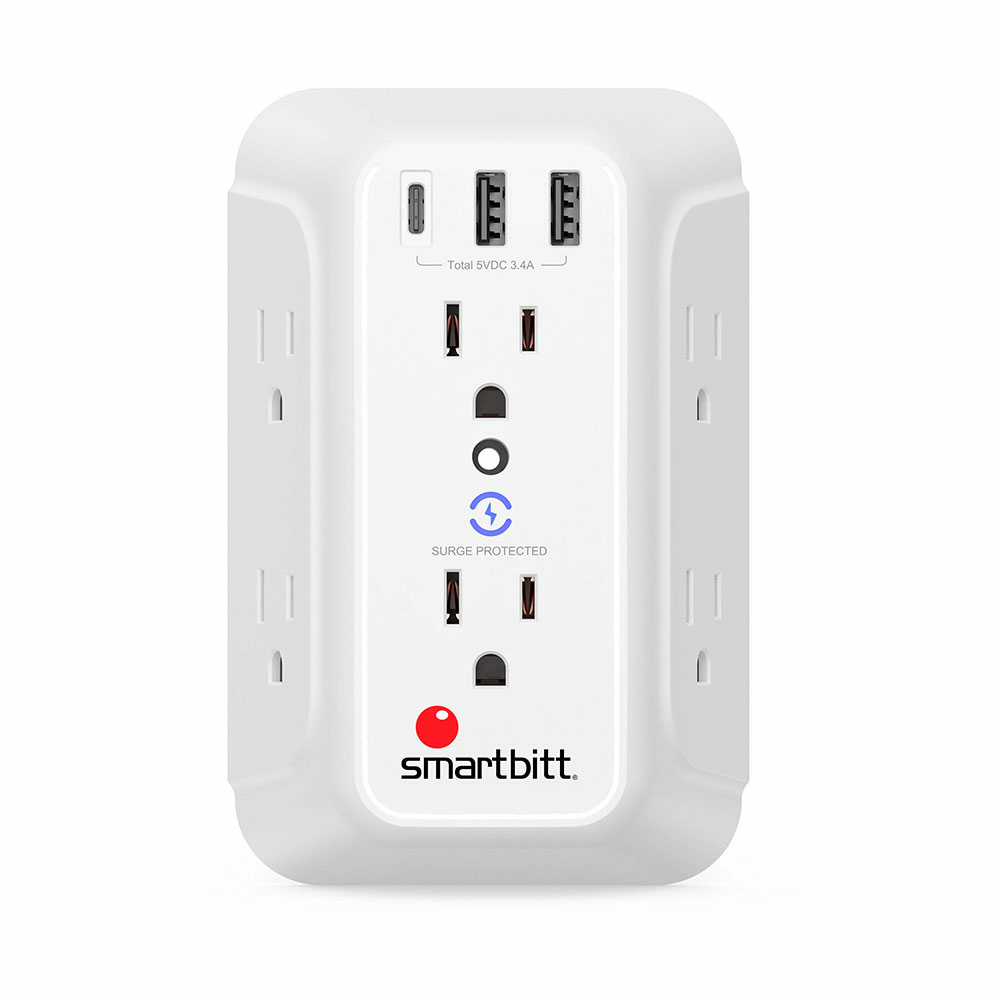 Smartbitt SBSS-BW6-3U supresor de picos Blanco 6 salidas AC 125 V