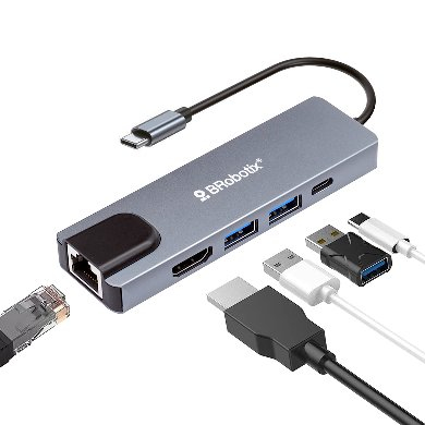 BRobotix 6000694 base para laptop o replicador de puertos USB 3.2 Gen 1 (3.1 Gen 1) Type-C Plata