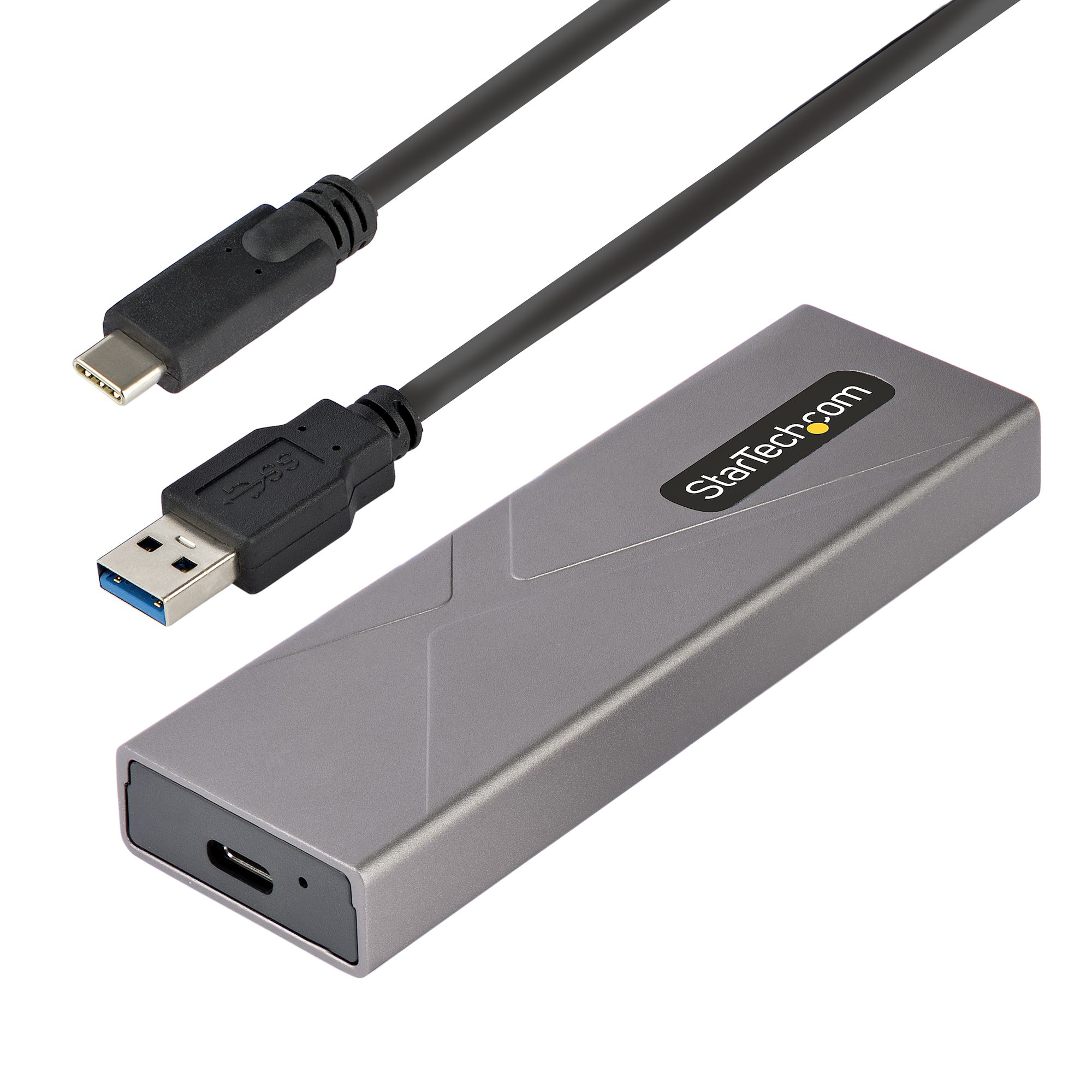 StarTech.com Gabinete Externo de Aluninio USB-C 10Gbps a NVMe M.2 o SSD M.2 SATA sin Herramientas para SSD M.2 NGFF PCIe/SATA - con Cables USB Tipo C o USB-A - 2230/2242/2260/2280