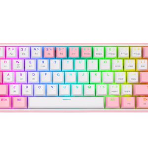 REDRAGON K616-RGB WP FIZZ PRO, Teclado Mecánico multiconexion Blanco y Rosa