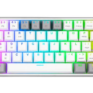 REDRAGON K616-RGB WG FIZZ PRO WHITE/GREY, Teclado mecanico 60%, multi-conexión