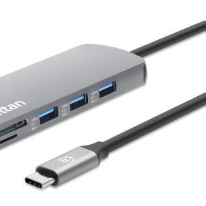 Manhattan 190459 base para portátil y replicador de puertos Alámbrico USB 3.2 Gen 1 (3.1 Gen 1) Type-C Gris
