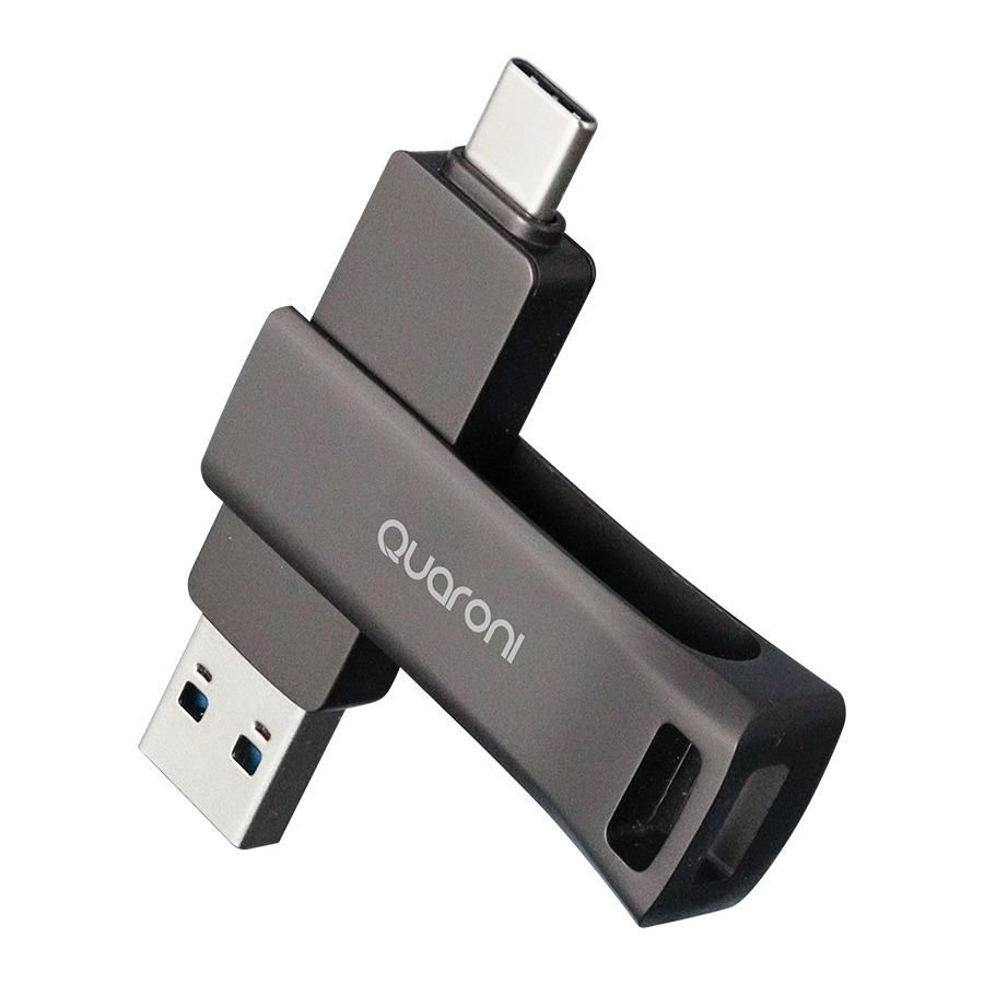 Quaroni QUM-06 unidad flash USB 64 GB USB Type-A / USB Type-C 3.2 Gen 2 (3.1 Gen 2) Gris