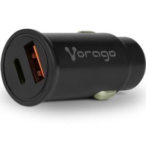 Vorago CARGADOR PARA AUTO AU-305-BK TIPO C PD 20W Y USB A QUICK CHARGE 3.0 NEGRO - Universal Carga rápida