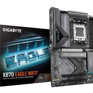 GIGABYTE X870 EAGLE WIFI7 Placa Base - Compatible con CPUs AMD Ryzen 9000, 14+2+2 fases VRM, hasta 8000MHz DDR5 (OC), 1xPCIe 5.0 + 2xPCIe 4.0, Wi-Fi 7, LAN 2.5GbE, USB 4