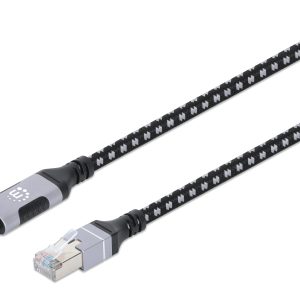 Manhattan 394826 cambiador de género para cable RJ-45 USB-C Negro, Plata