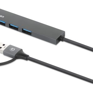 Manhattan 181006 hub de interfaz USB 3.2 Gen 1 (3.1 Gen 1) Type-A 5000 Mbit/s Gris