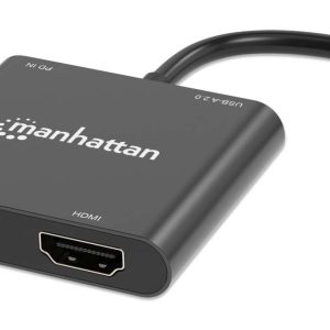 Manhattan 154321 adaptador de cable de vídeo 0,15 m USB Tipo C 2 x HDMI Negro