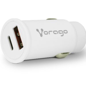 Vorago CARGADOR PARA AUTO AU-305-BK TIPO C PD 20W Y USB A QUICK CHARGE 3.0 BLANCO - Universal Carga rápida