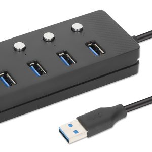 Manhattan 180887 hub de interfaz USB 3.2 Gen 1 (3.1 Gen 1) Type-A 5000 Mbit/s Negro