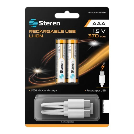 Steren BAT-LI-AAA2 USB pila de uso doméstico Batería recargable AAA Ión de litio